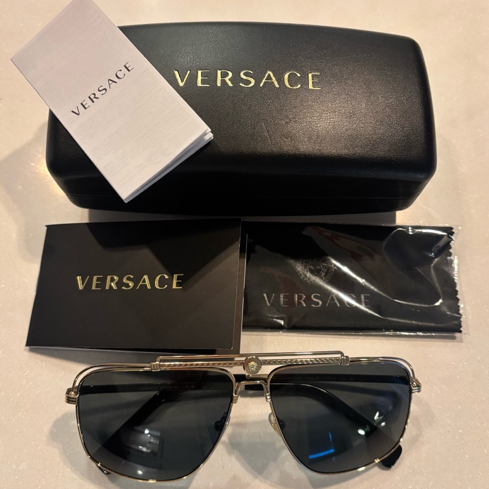 Versace Men’s Sunglasses VE2242 Gold and Grey New
